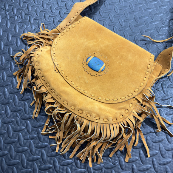 Telfer Women's Mustard Suede Fringe Zipper Pocket Boho Snap Crossbody Handbag - Picture 2 of 8